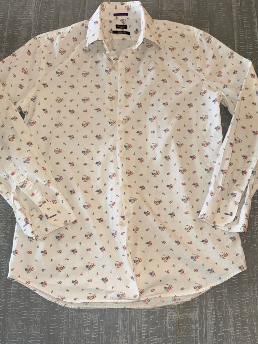 Paul Smith White Long-Sleeve Floral Button-Down Shirt